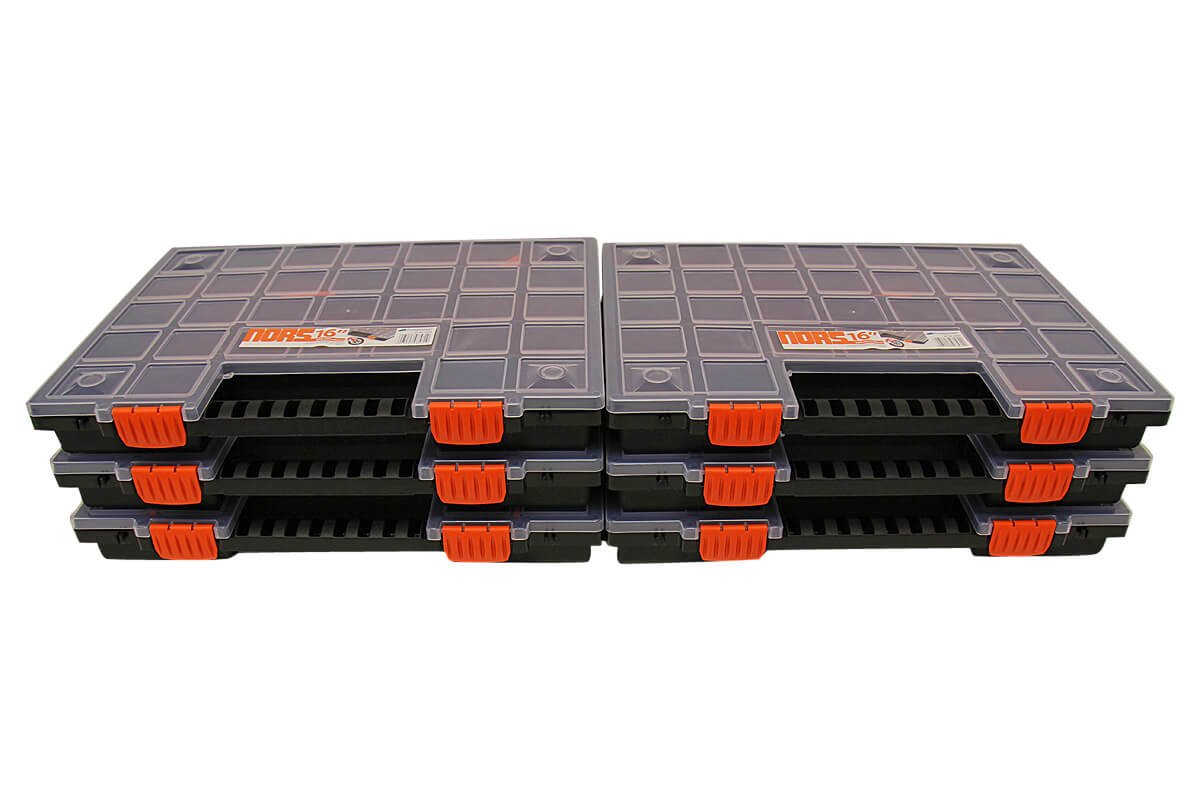 Lot de 6 boîtes de rangement vendues vides Avec compartiments adaptables Pour petites pièces et outils Env.  399 x 303 x 50 mm