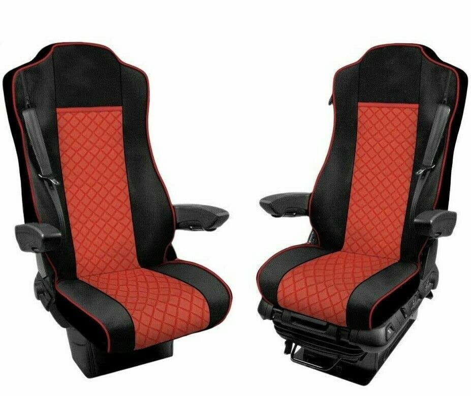 Housses de siège pour Actros MP4 MP5 anti usure simili cuir rouge