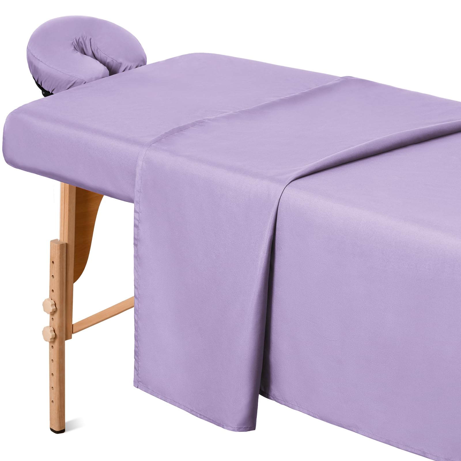 Comfyanno Massage Table Sheets Sets, 3 Piece Brushed Microfiber Massage Table Bed Cover Sheets, Soft, Stain & Wrinkle Resistant, Includes Flat & Fitted Sheet, Face Cradle Cover — Lavender-image-16
