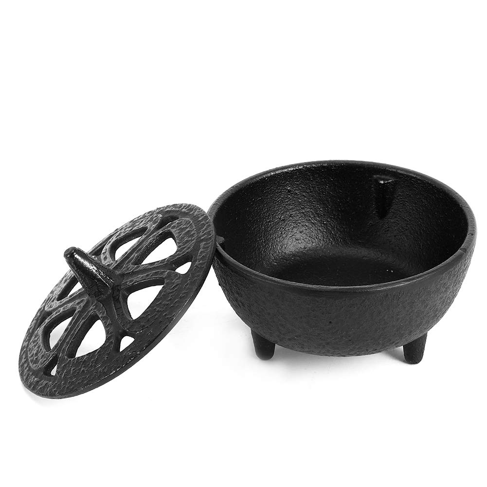 Akozon Bruciatore in Ghisa a Forma di Loto, Calderone in Ghisa con Bruciatore per Aromaterapia per la Decorazione Domestica, Bagno, Camera da Letto, Portaincenso Africano, Incenso