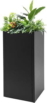 Rectangular Steel Planter Box Large Metal Outdoor Tall Planter Grow Box Heavy Duty Natural Flower Plant Pot for Outdoor Indoor Backyard Deck Garden and Patio, 14" L x 14" W x 30" H Black
