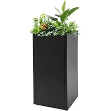Metallic Heavy Outdoor/Indoor Planter Box, Seamless Large Metal Planter for Tall Trees, Plants, Flowers, No Assembly Required White, 14 * 14 * 30 inch