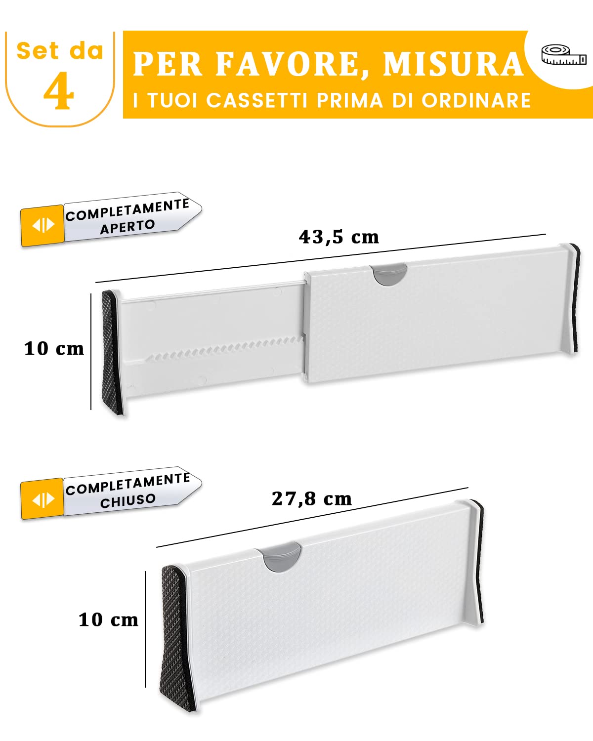 Divisori Per Cassetti Lifewit - Set Da 5, Regolabili, Beige, Per Organizzare Casa