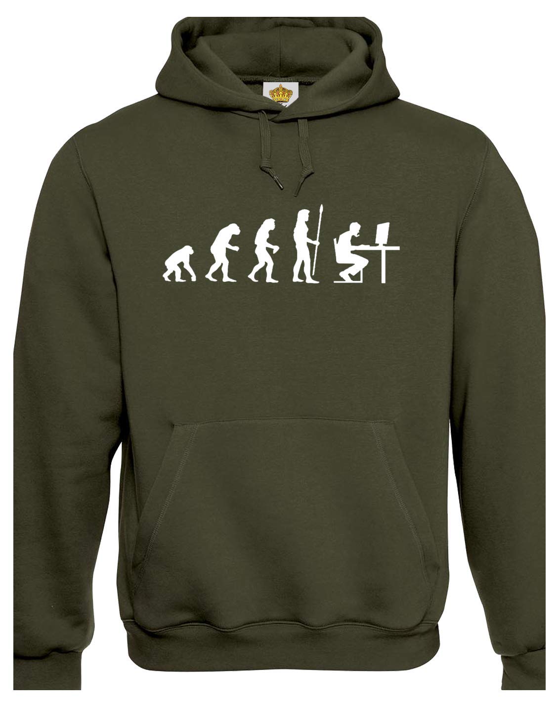 Crown Designs Men's Military Green The Evolution Of A Pc Gamer Cool Video Game Fan Gift Unisex Hoodies For Wo & Teenagers - /Medium
