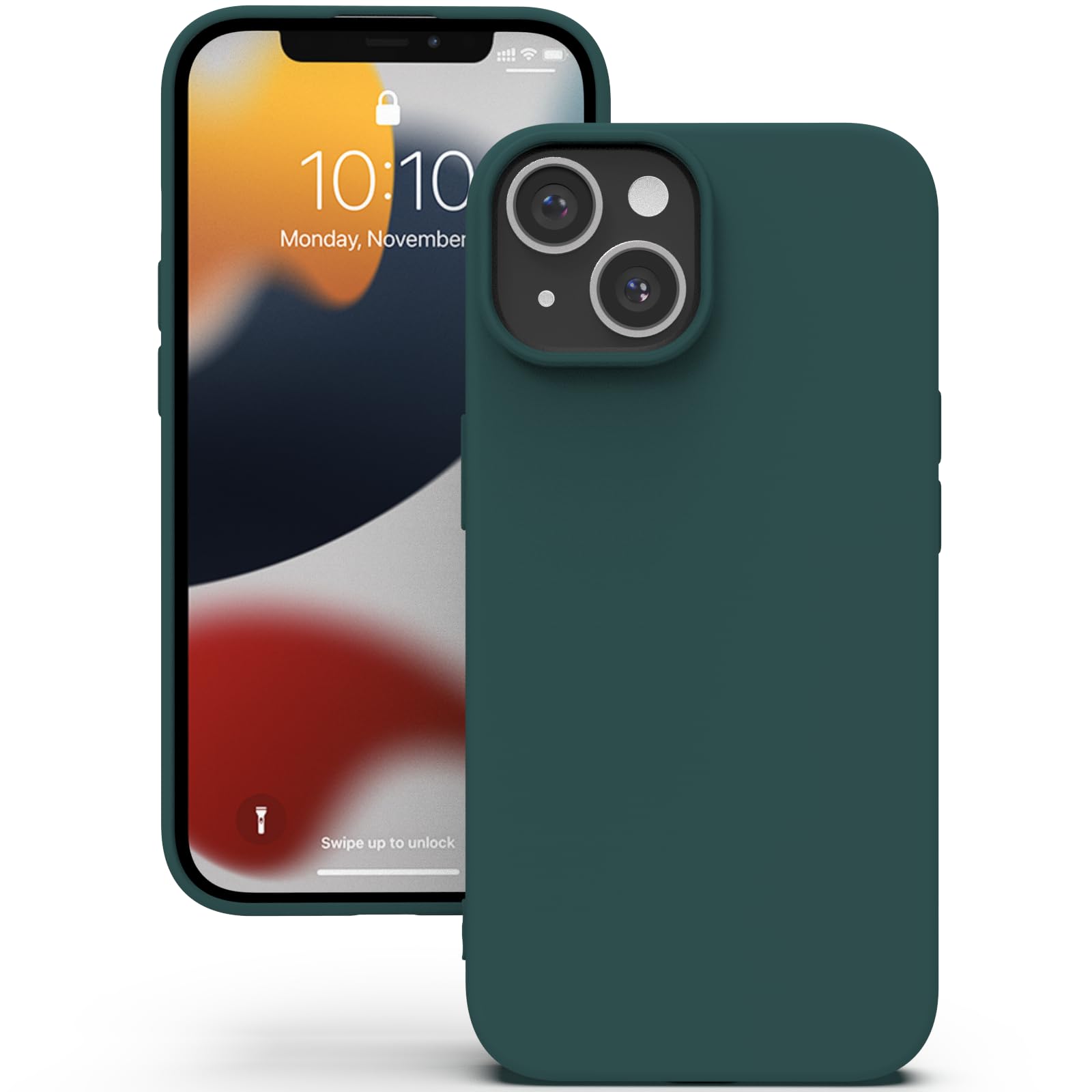 YATWIN Silicone Case for iPhone 13 Mini, Soft-Touch, Shockproof, DustProof, Antiskid Full Body Armour Phone Cover for Apple iPhone 13 Mini - Dark Green