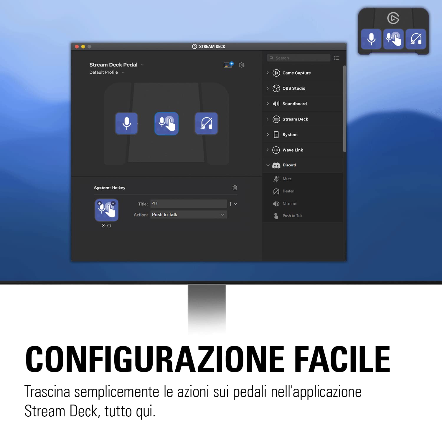 Elgato Stream Deck Pedal: controller da studio a mani libere, 3 tasti macro a pedale, attiva azioni nelle app e in software quali OBS, Twitch, YouTube e altro, adatto per Mac e PC