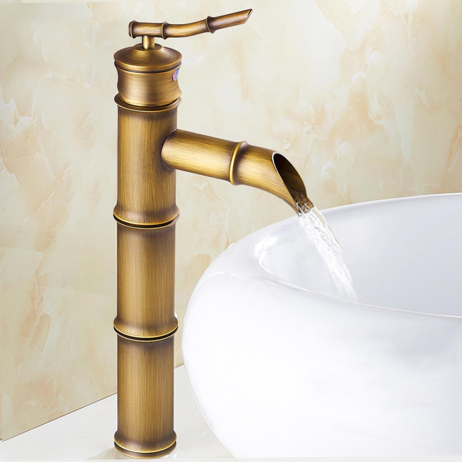 HCFYAUIS Retro Tall Basin Taps Oblique Mouth Single Handle Tap G1/2 Countertop Basin Tap Bathroom,Antique,high