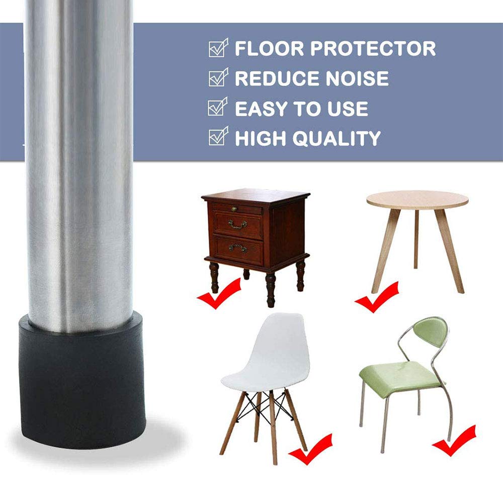 Lot de 8 capuchons de pieds de chaise en plastique PVC noir - Multi-usage - Protection du sol pour bureau, table, canapé, chaise de cuisine (30 mm)