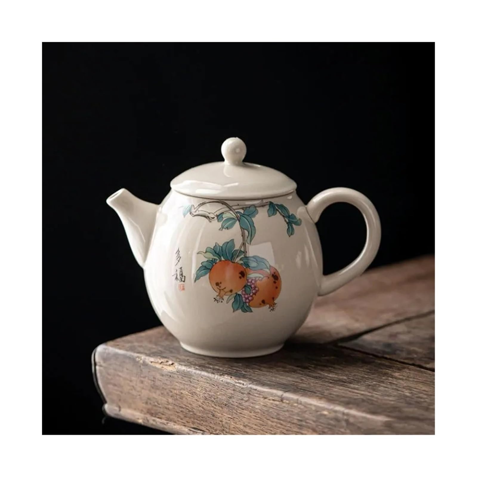 Tea Kettle Teapot Chinese Handmade Ceramic Teapots Peach Fruit Pattern Tea Pot Household Kettle Tea Set Accessories for Loose Tea Leaf(03)