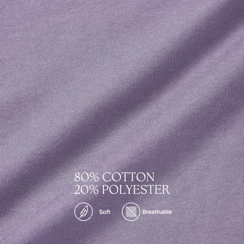 GIVON Womens Casual Zip Up Hoodie Cotton Blend Soft Fabric Basic Layering Hooded Jacket with Kangaroo Pocket / DCF200-LAVENDER-L