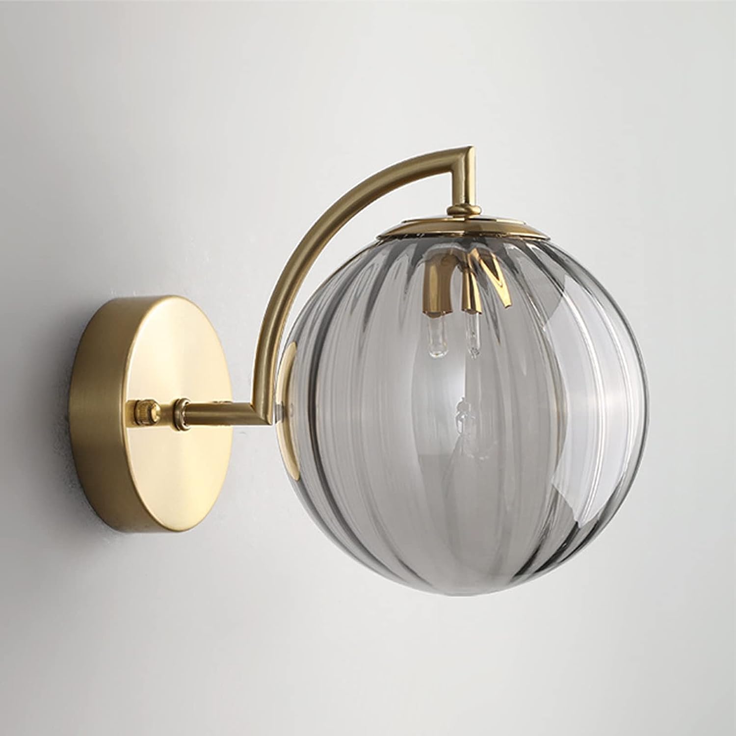 Lampada da Parete 22 cm, Globo in Vetro Stile Mid-Century Modern, Lampada da Parete Dorata per Bagno, specchiera, Lampada da Comodino per Camera da Letto, Ragazze, Soggiorno, Corri