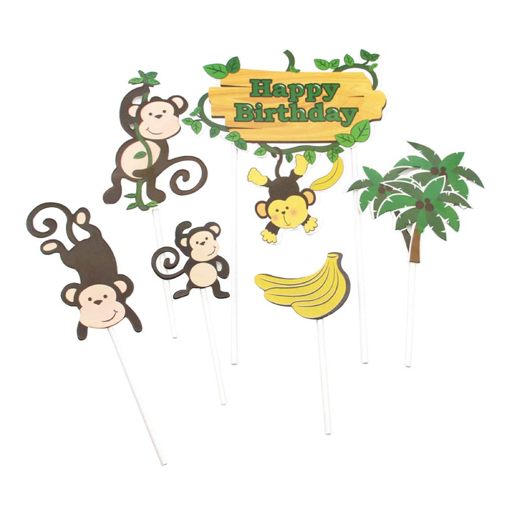 NUOBESTY 24 Pieces Jungle Animals Cake Toppers Cupcake Picks Cake Decoration Cake Decoration for Baby Girls Children Birthday Party Decoration