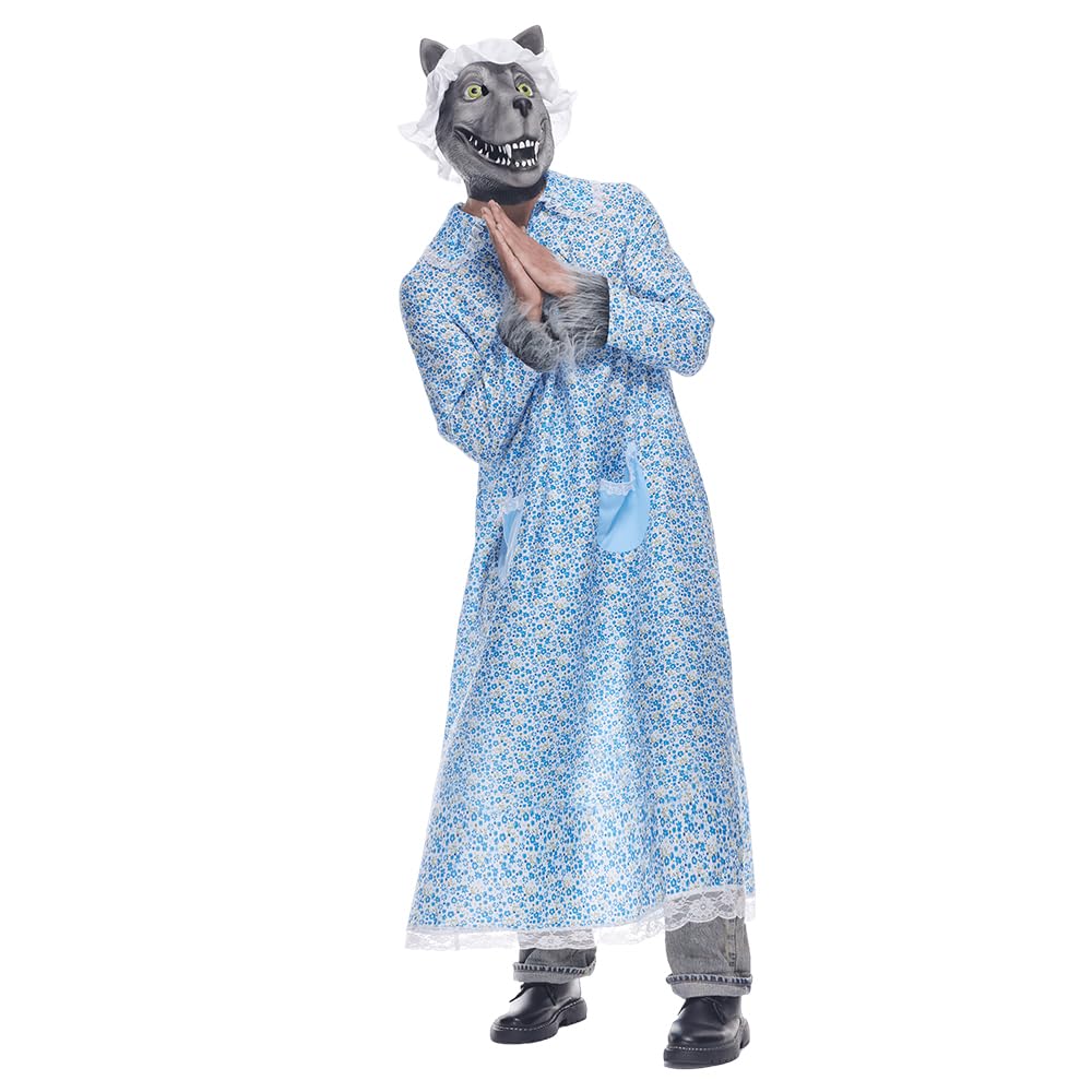EraSpooky Adulto Big Bad Granny Wolf Disfraz de Wolf Funny Halloween Hada de hadas Little Red Riding Caperina para hombres Mujeres