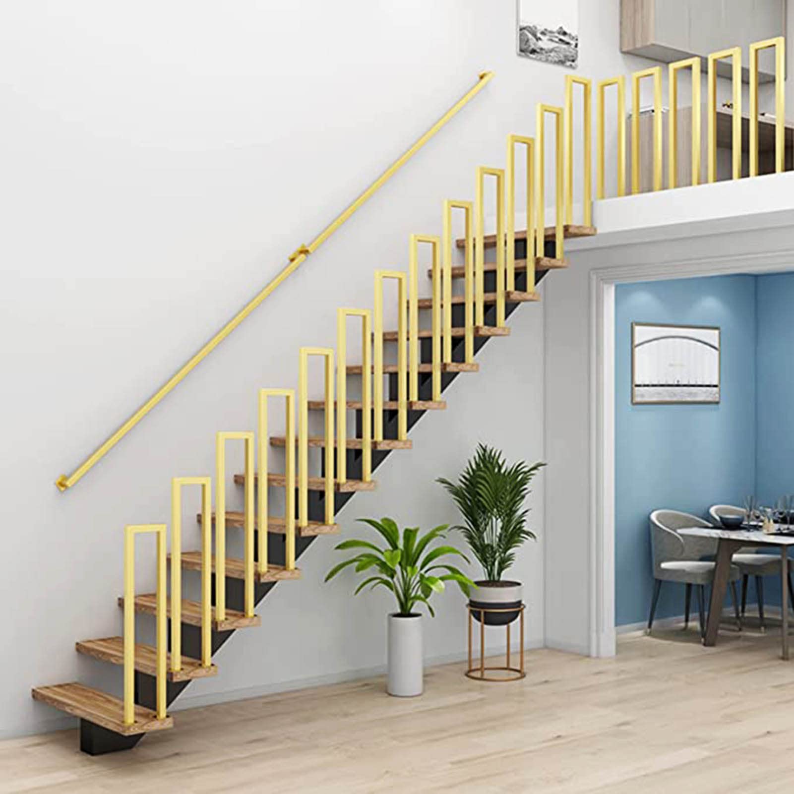 GLDYTVF Modern Stair Handrail,Metal Staircase Railing,U-Shaped Indoor Outdoor Support Bar,Safety Non-Slip Hand Rail,for Garage Porch Garden Step Grab Bar(Size:55cm/21.7in)