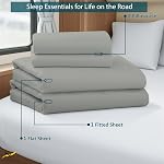 Shreem Linen 3/4 Feuilles pleines 48x75, 100% Coton égyptien 4-Piece Ensemble de literie pour camping-car, 10-12" de profondeur RV Matelas, Gris clair