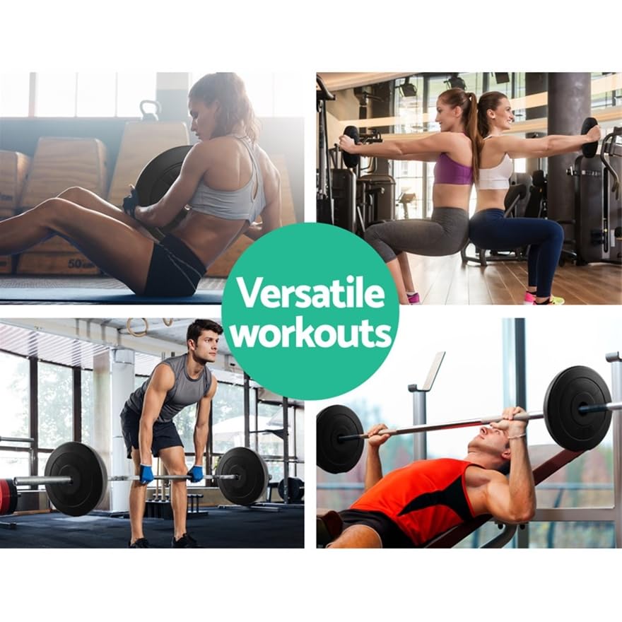 Image of VP.V.C Weight Plates, Filled with Concrete, Vinyl Standard Weights Plates, Set for Weight Lifting, Home Gym Fitness Workout (Color : Black) (Shape : Button)