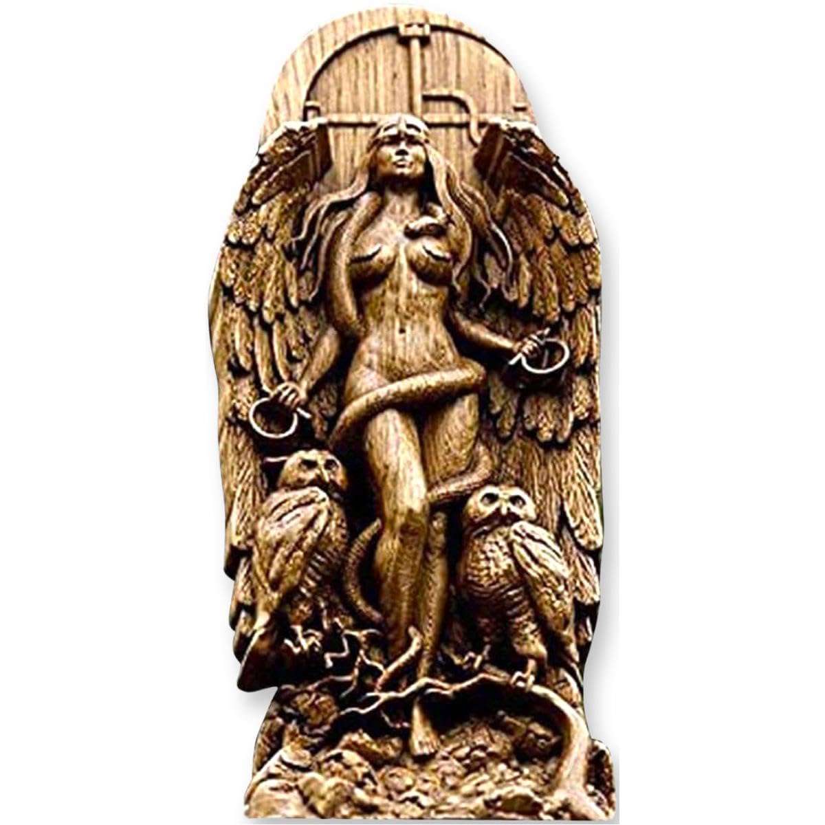 Goddess Statue Lilith Statue, Decorative Goddess Statues Gaia/Hecate/Lilith Goddess Statues Nature Resin Figurine for Home Garden Art Decor, Landscape Ornaments Goddess Sculptures (Beech color)