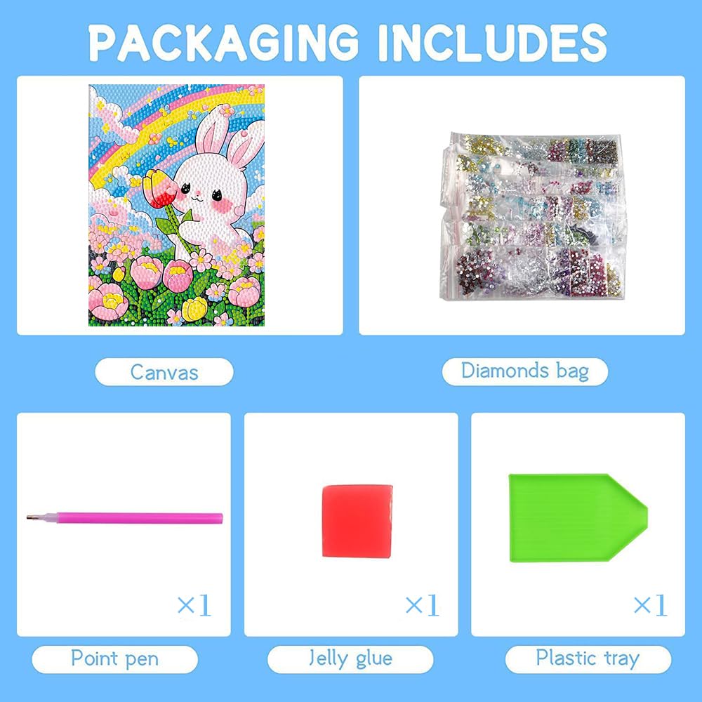 PERFECTSIGHT Cute 5D Diamond Art Kits with Wooden Frame, Kawaii DIY Painting Art for Adults Teen, Diamond Arts and Crafts Sets, Big Gem Full Drill Diamond Dots for Home Wall Decor ()