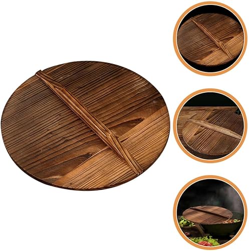 Miniatura 9 de Luxshiny Tapa de madera Wok Tapa de madera para wok, cubierta de olla de cocina de 11.8 in, cubierta de tapa de wok de madera antiderrame con