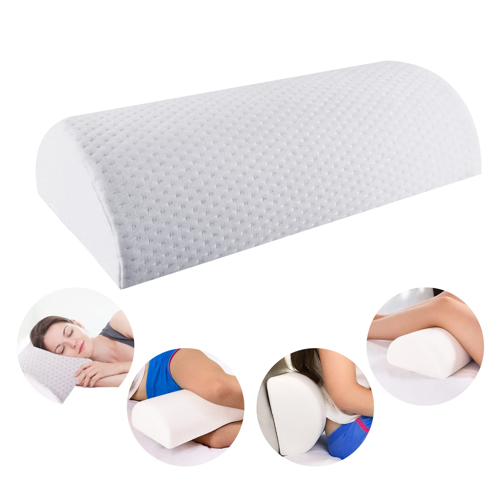 Beauenty Half Moon Pillow, Knee Pillowfor Comfortable Support for Legs, Knees and Neck, Memory Foam Leg Pillows, Soft Yet Firm, Sleeping On Back or Side (Style 1)