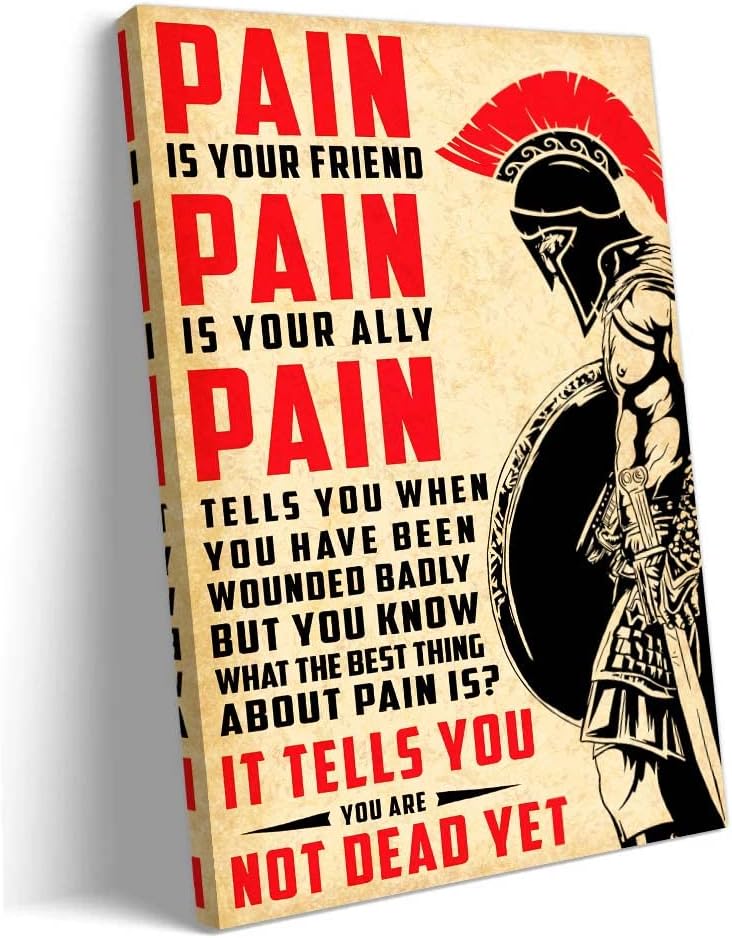 Spartan - Póster de pared enmarcado vintage con citas motivacionales, póster de soldado griego antiguo, citas positivas, impresiones artísticas para