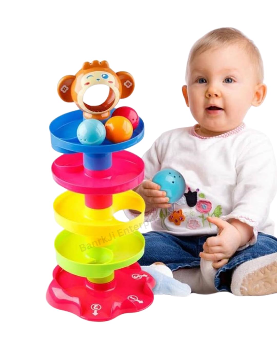 Banke Ji Kids Ball Roll, Ramp Roll and Roll Swirling Tower for Toddler |3 Acrylics Plastic Balls Non Toxic Material | Stack Toy for Kids Ages 3+-image-2