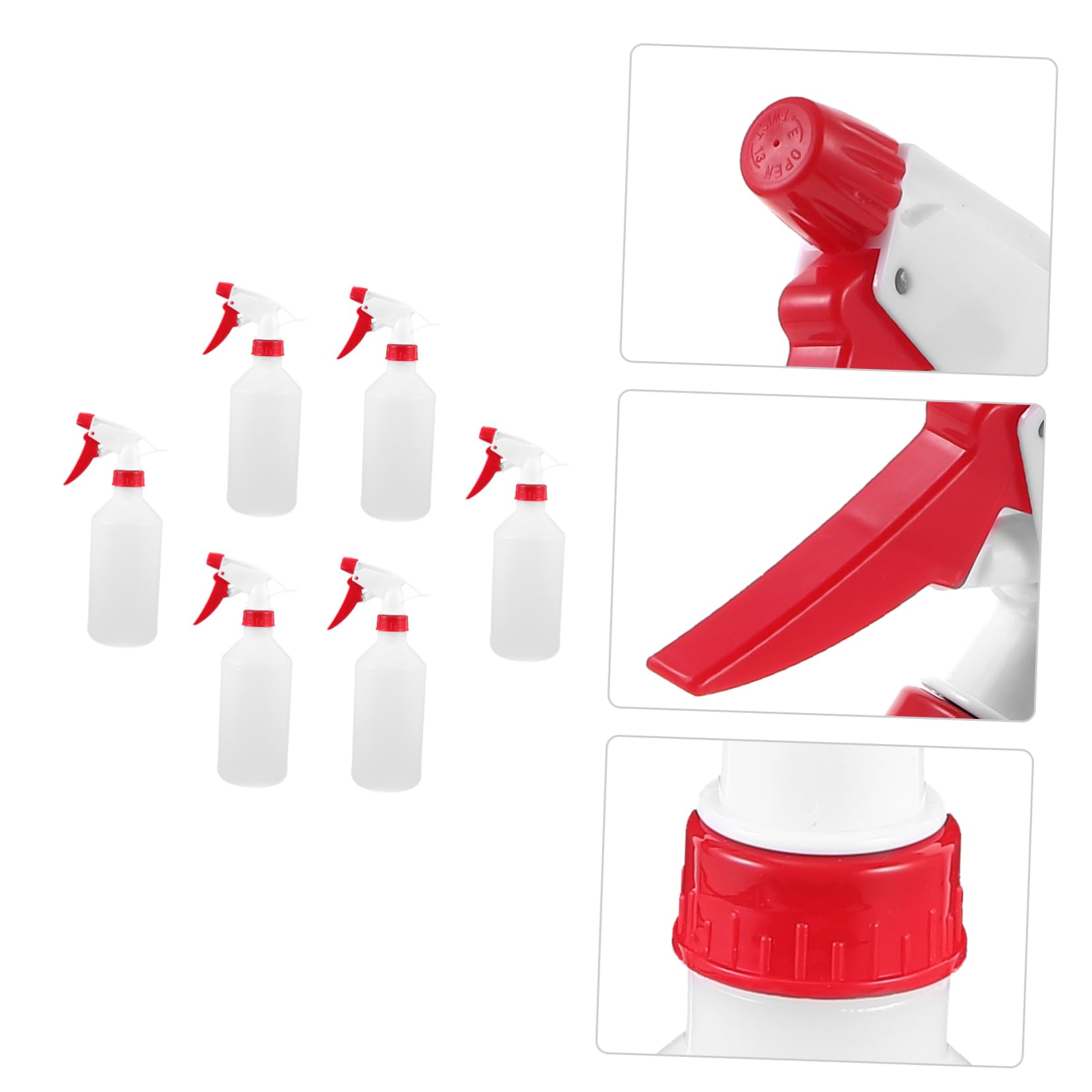 SUPVOX Botella de Spray Vacía 500ml para Jardinería y Limpieza del Hogar, Set de 6 Piezas Plástico Ergonómico, Pulverizador Portátil para Plantas y Uso Doméstico Color Aleatorio