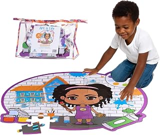 Brown Toy Box Dadisi Academy Makayla Museum Arts – Giant 3ft 48-Piece Floor Puzzles | Black Owned Toys | Toddlers Jigsaw Puzzles Kids Ages 4-8 | Educational Toys | Round Floor Puzzles for All Ages