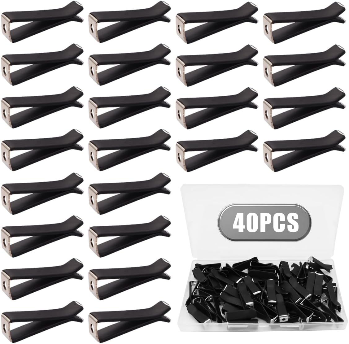 Dianrui 40 Pack Black Square Vent Clips, 9mm Car AC Outlet Holders for Air Fresheners & Decorations