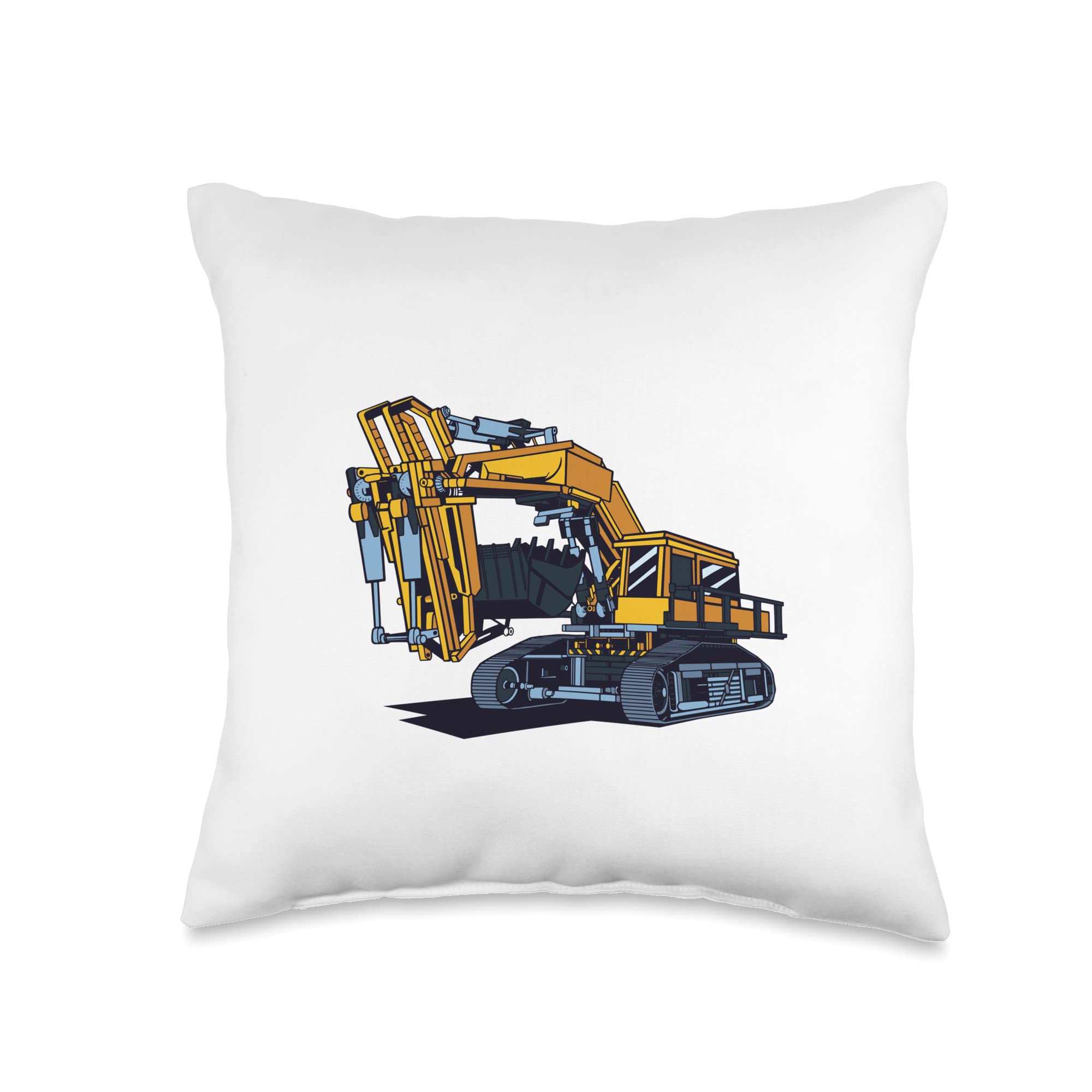 Excavator Throw Pillow, 16x16, Multicolor