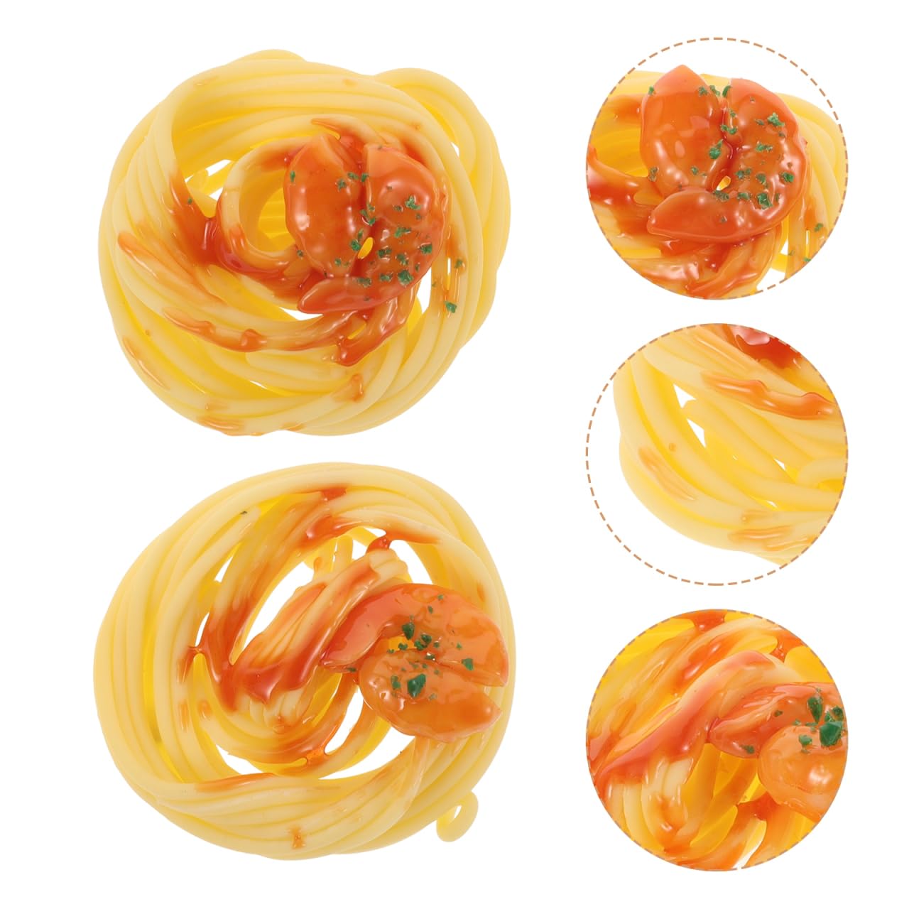 Supvox 2 pezzi di spaghetti modello con gamberetti realistici per pasta artificiale per ristorante, durevole, finto cibo, versatile come decorazione da tavolo fotografica