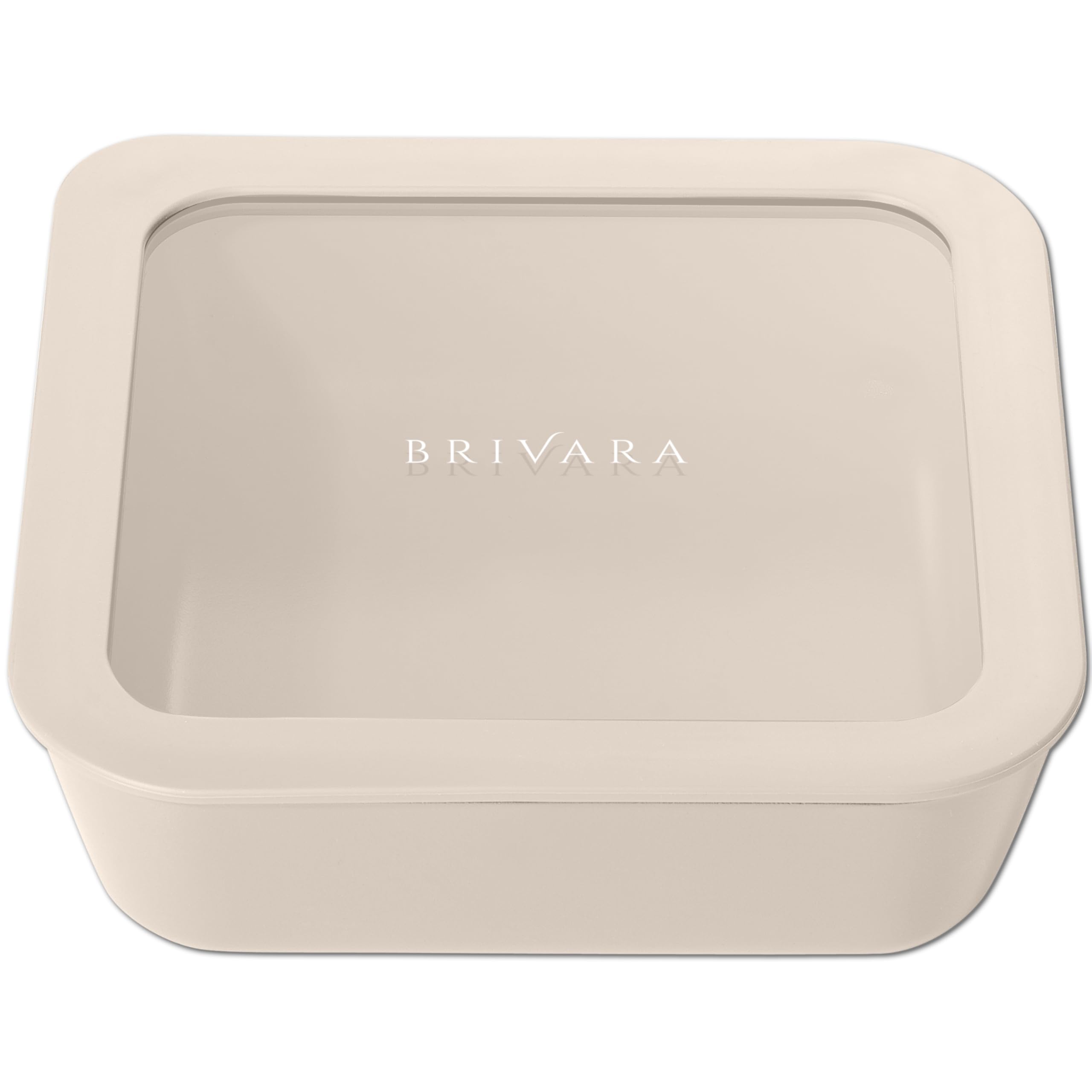 Glass Food Storage Container &amp; Lid, 5-Cup Square, Crema