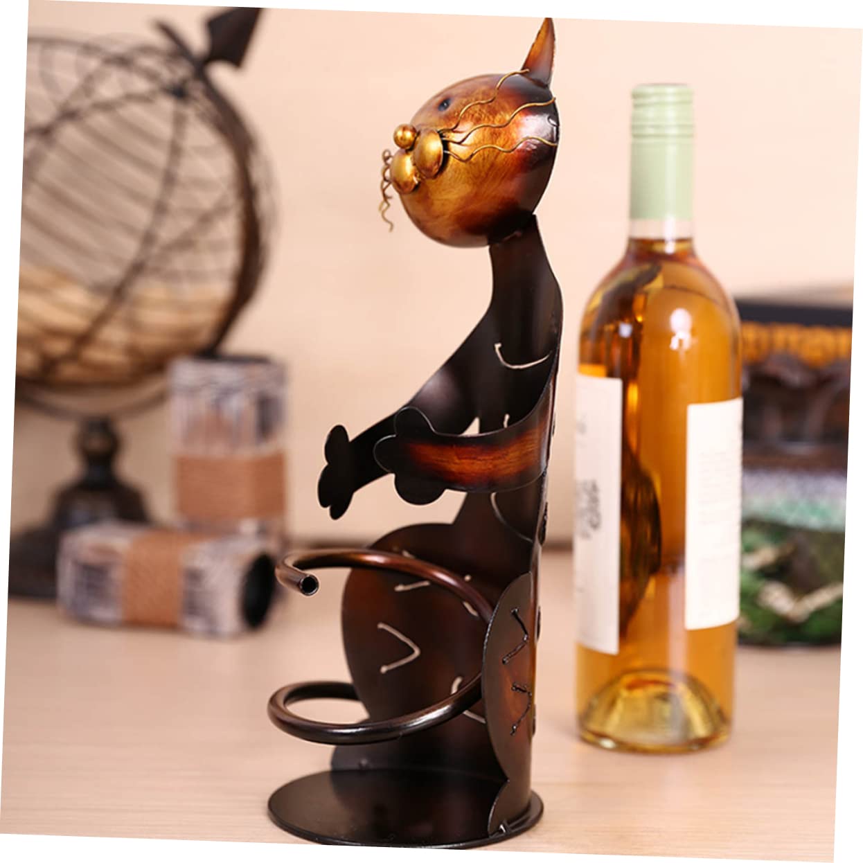 Alipis Porte-Bouteilles De Vin Rouge en Fer pour Chat Présentoir À Vin Rouge Décoration Dintérieur Pratique Et Robuste