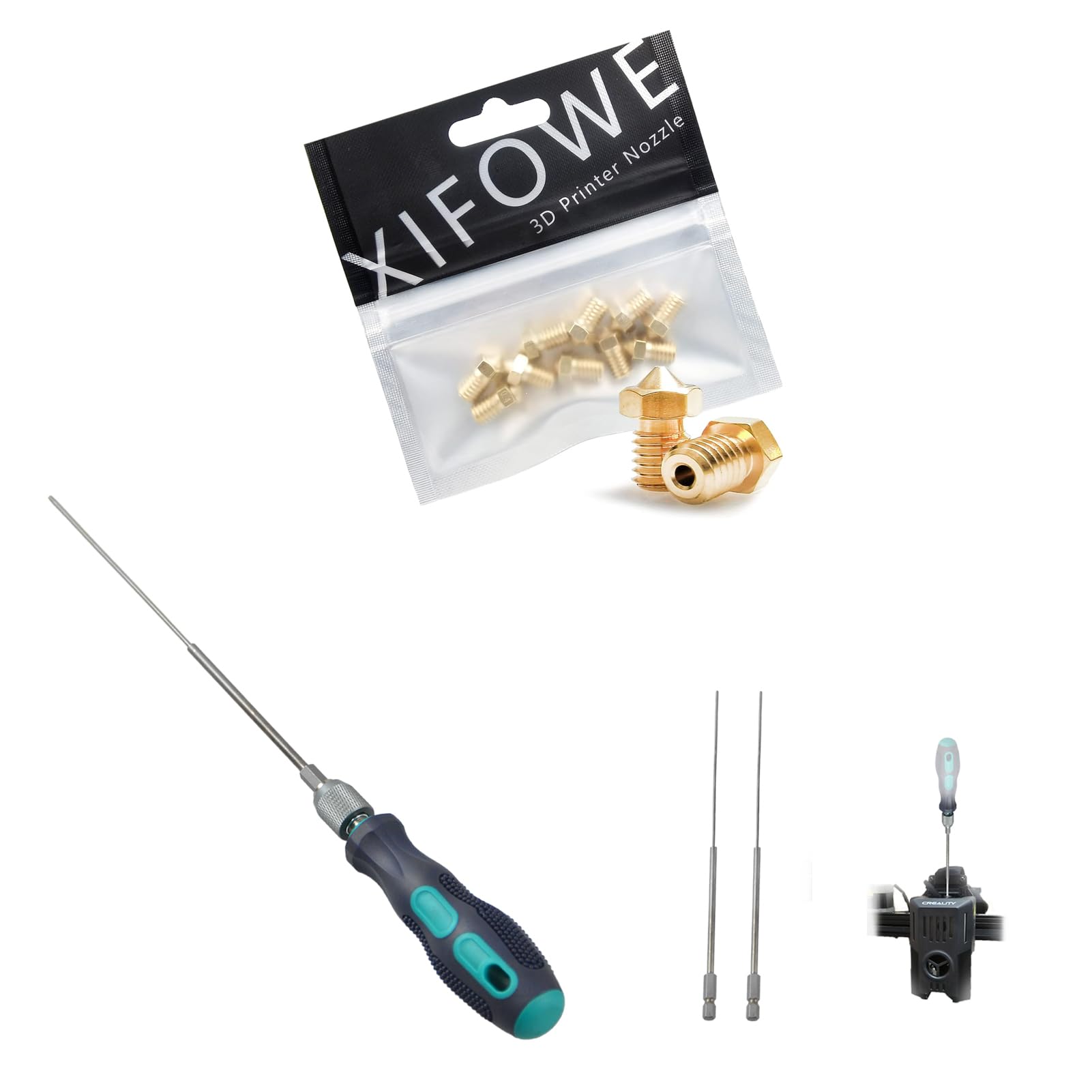 Nozzles 10 pcs 0.4mm 3D Printer Extruders Brass Nozzles for V5 V6, Φ1.7mm L200mm Prolong Throat Piercing Needle 3D Printing Tool for Any 1.75mm Nozzles