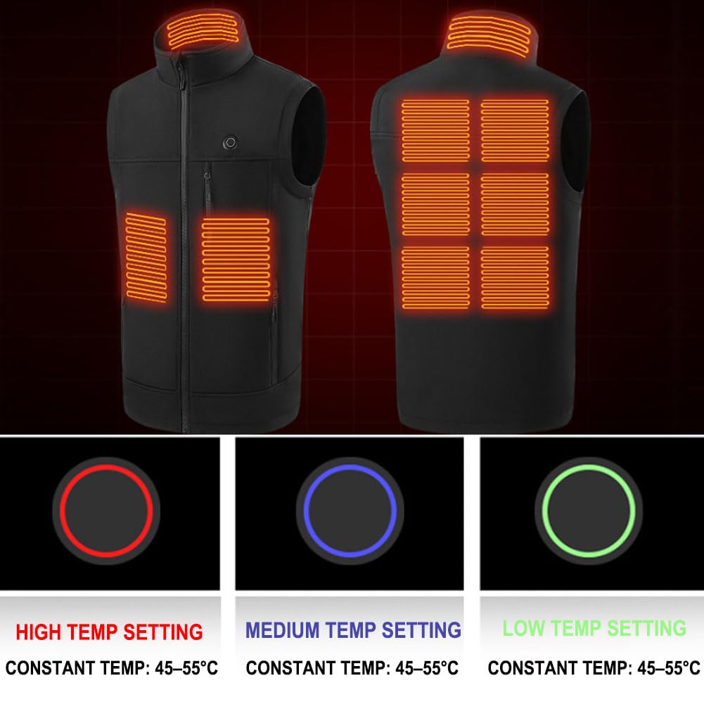 Chaleco Térmico para Hombre y Mujer, Chaleco Eléctrico Calefactable con 3 Ajustes Temperatura Calentamiento Rápido 10s 5V Seguro Lavable Impermeable al Viento Army Green XL