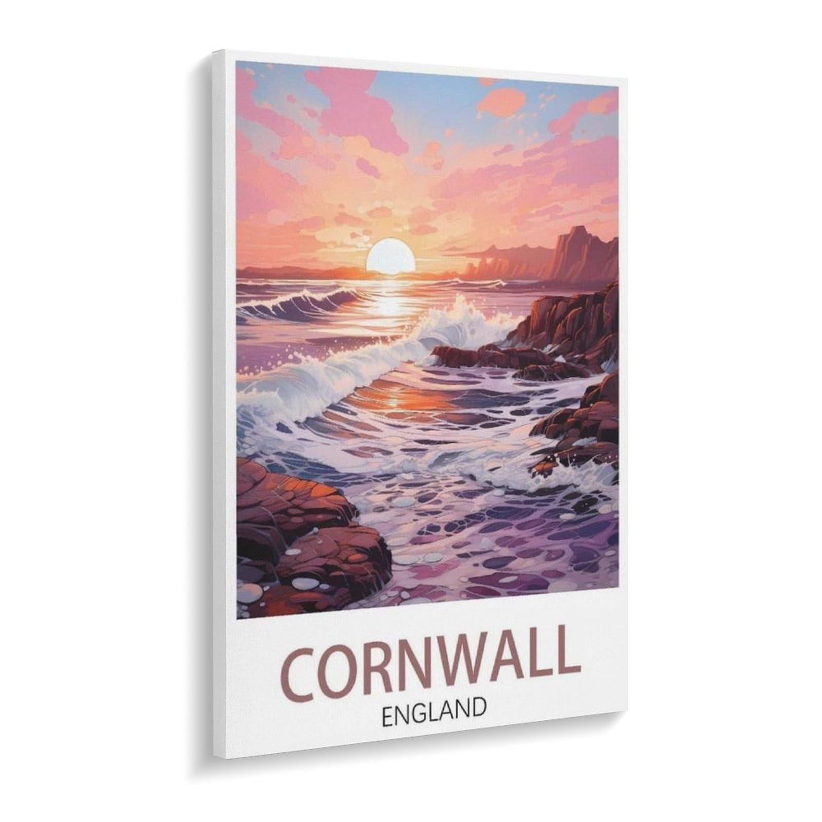 BEAYODKP Paint by Numbers，Cornwall England Sunset，Landscape Kit for Adults Beginner DIY Oil Painting(20x30cm-U62