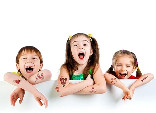 Miniatura 6 de Dzrige 20 hojas de calcomanías de tatuaje de corazón para el día de San Valentín, calcomanías románticas de tatuajes para parejas, corazones rojos,