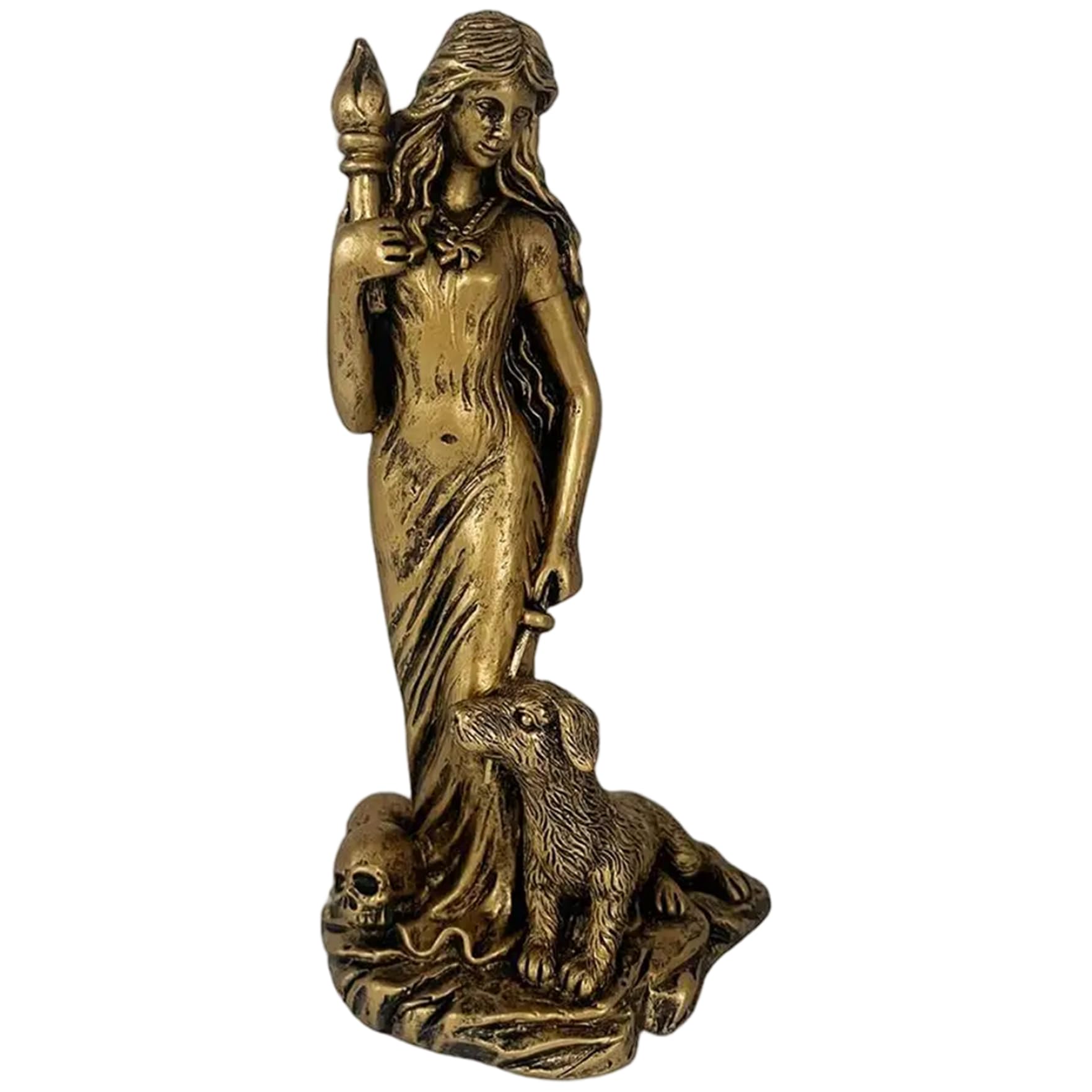 Muzrunq Hecate Statue Resin Greek Goddess with Her Hound Hekate Statues 3.9x7.9in Witchcraft Altar Craft Creative Desktop Goddess Statue, Altar Decor, Home Decor.