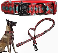 Vista 38 de Xqpetlihai Juego de collar y correa táctica para perro, collar ajustable de nailon militar para perro con mango de control y hebilla de metal