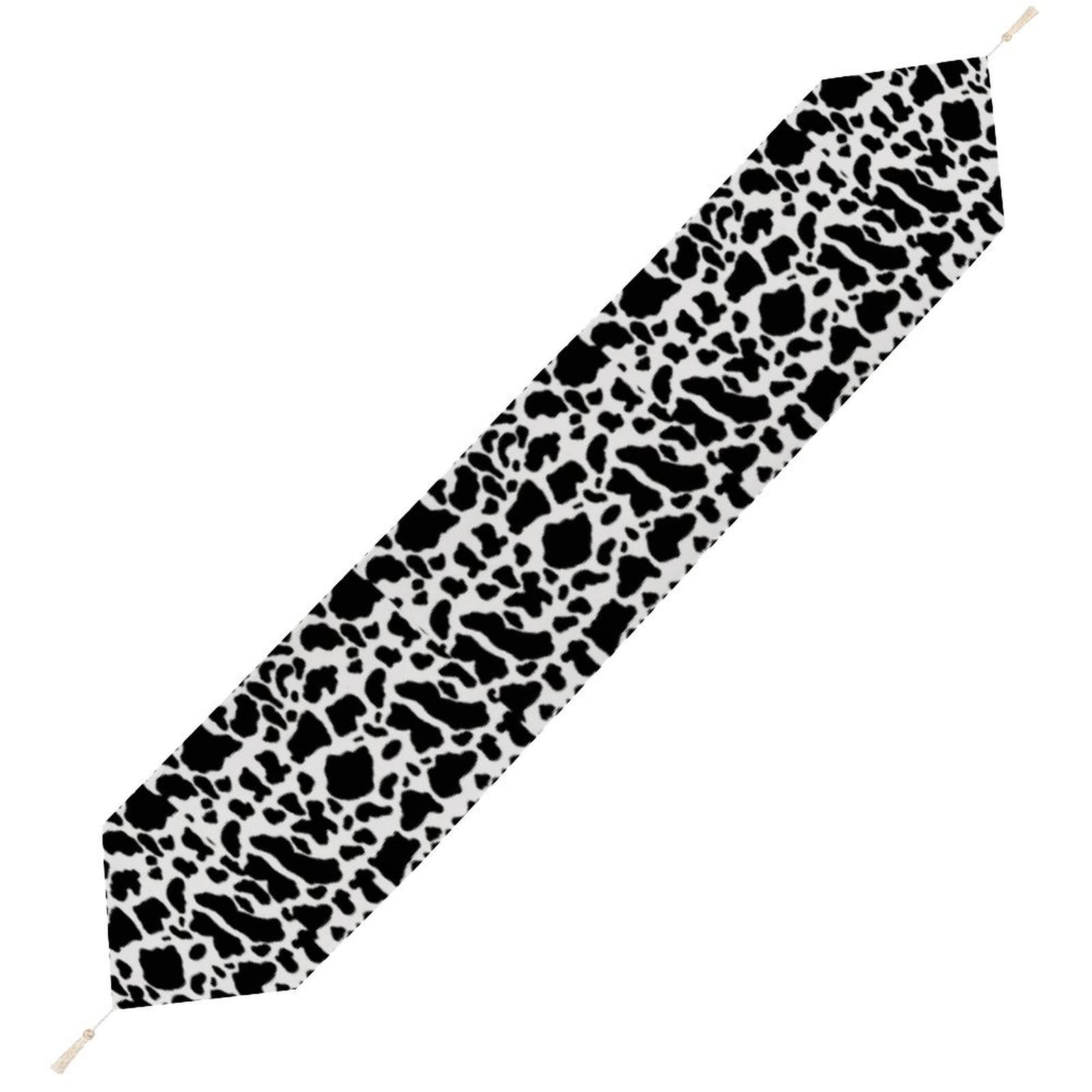 JZemdybill 229*33cm Table Runner with Tassel, Cow Print Table Runner, Table Decoration for Kitchen, Party, Restaurant
