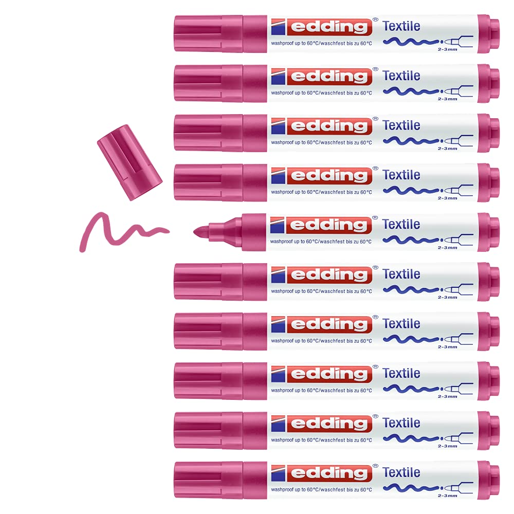 Edding 4500 Bullet Tip Textile Marker - Carmine / Pack of 10 - Fabric Marker Pen