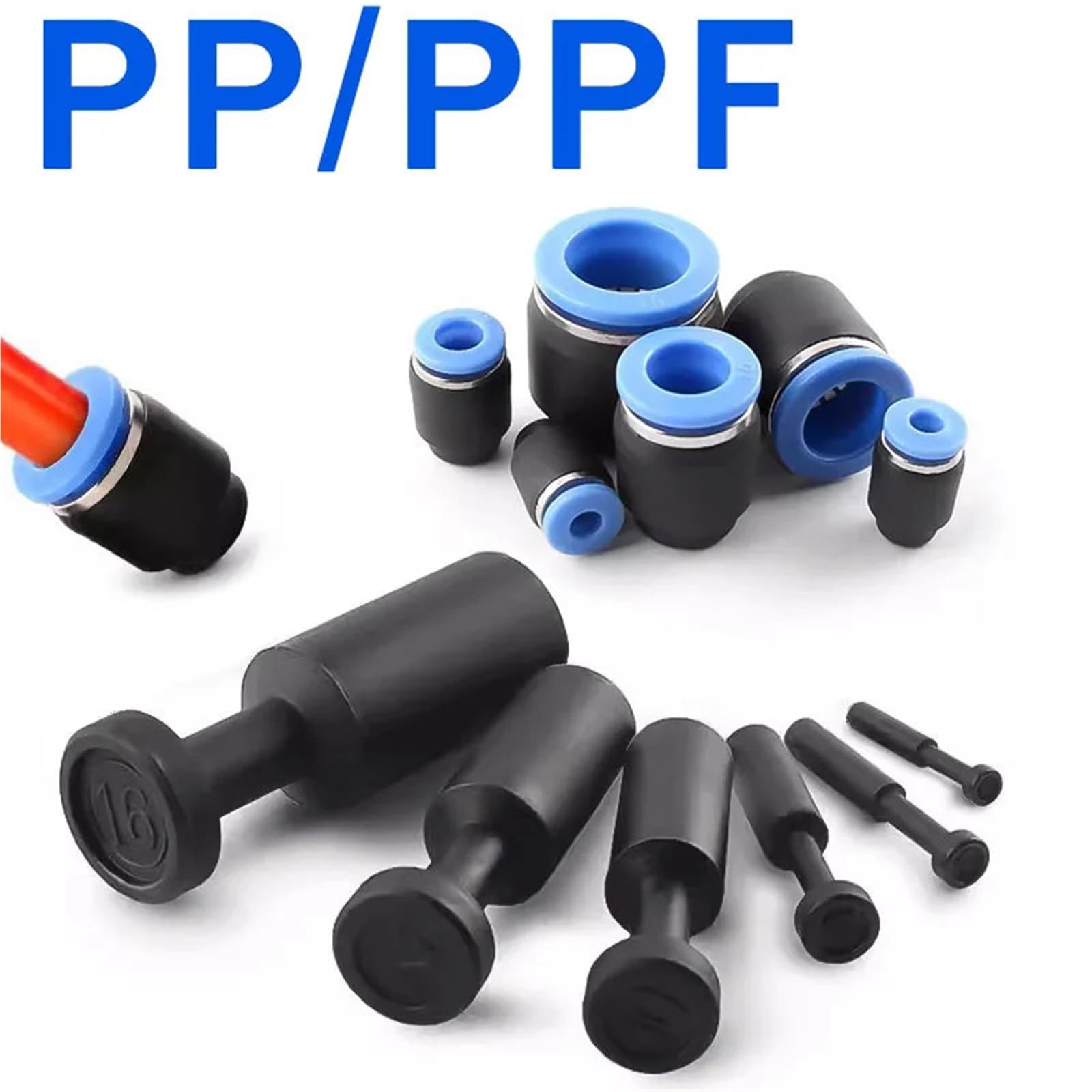 Lot de 20 raccords pneumatiques rapides en nylon (4 mm/6 mm/8 mm/10 mm/12 mm) for tuyaux et tubes d'air comprimé.(PPF-6)