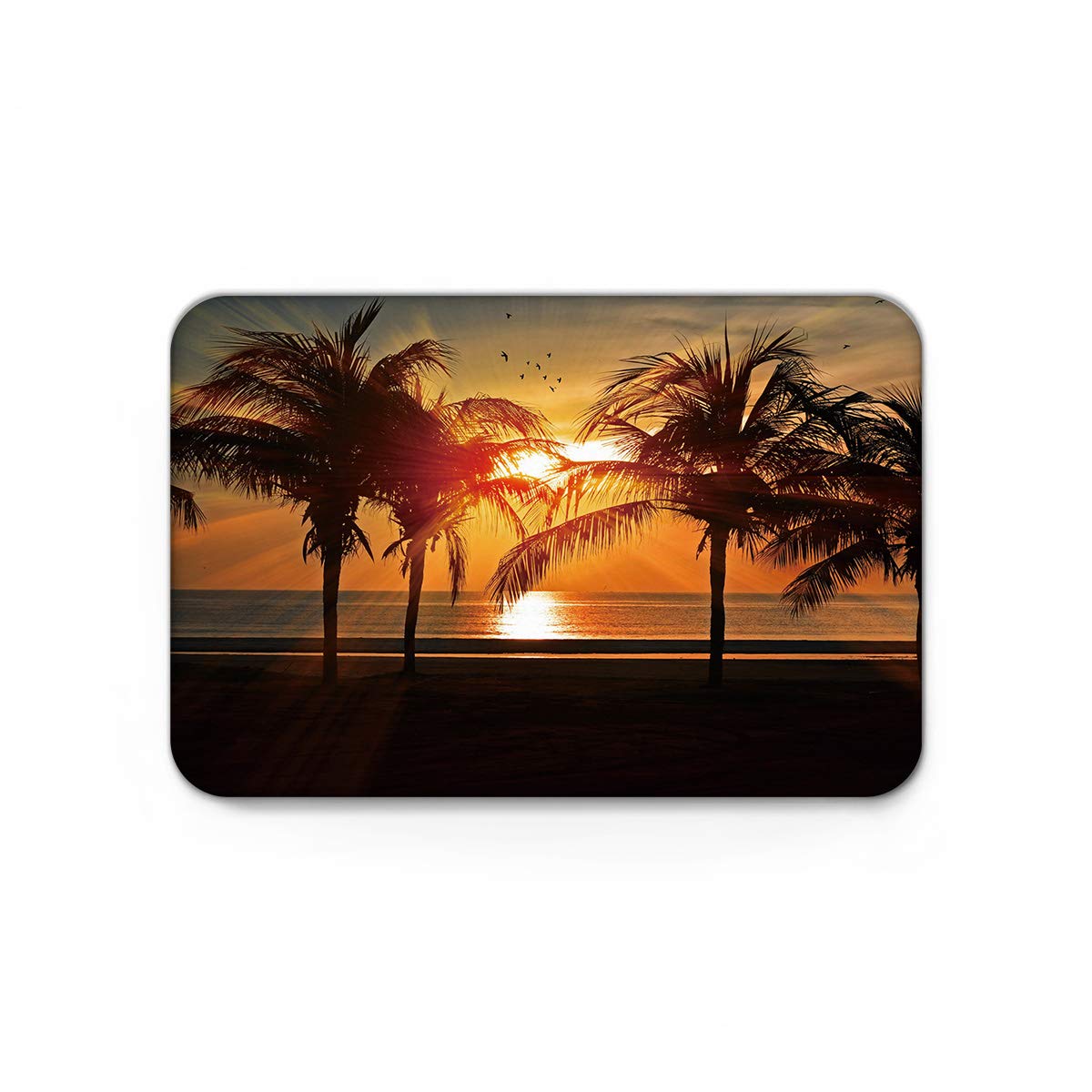 3D Printing Non-slip Doormats Mud Dirt Trapper Mats Entrance Rug Shoes Scraper Floor Indoor/Kitchen/Bedroom Tropical Seashore in Sri Lanka Exotic Asian Coastline Palm Trees and Waves 18'' W by 30''L
