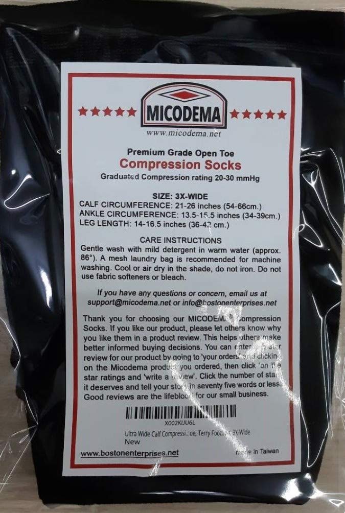 Calcetines de compresión de pantorrilla, unisex, altura hasta la rodilla, para pantorrilla, puntera abierta, plantilla de rizo, soporte para el arco, grado premium.
