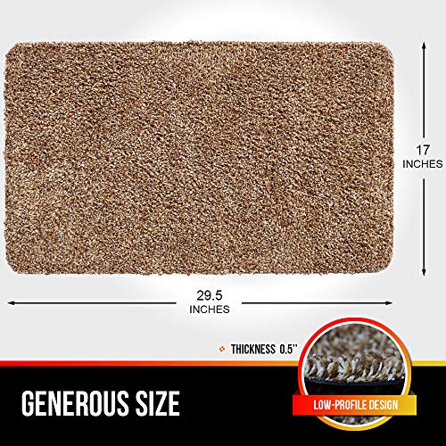 Irongecko Original Durable Absorbs Microfiber Mud Indoor Doormat 2 Pack (29.5X17) Heavy Duty Door Mat | Easy Clean, Low-Profile Mats For Entry,High Traffic Areas. (17" X 29.5" (2 Pack), Beige) #TOP1