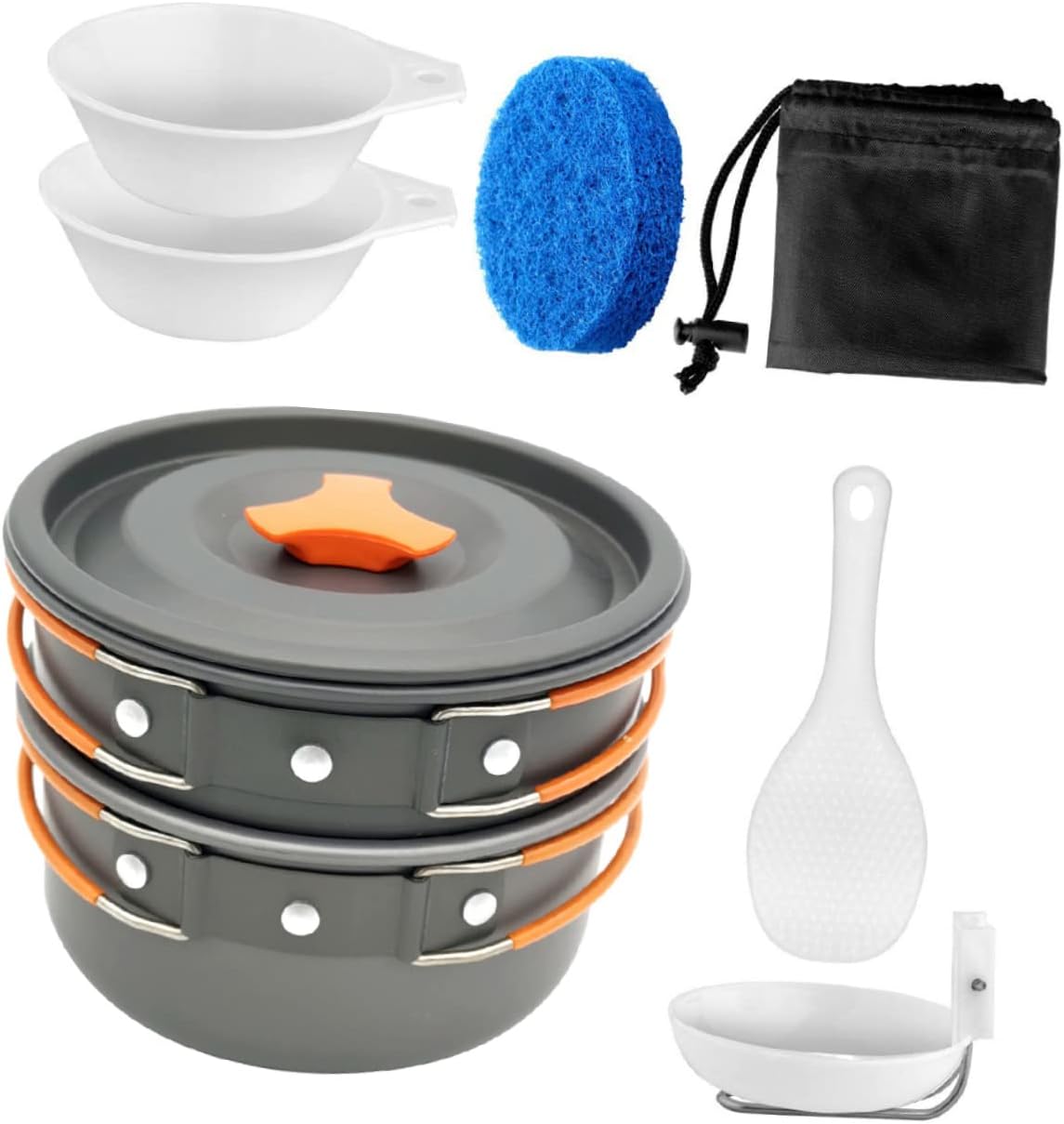 ibasenice Portable Pot Camping Kettles Pots Cookware Camp Kettle Travel Cooking Kit Multi-Function Tableware for