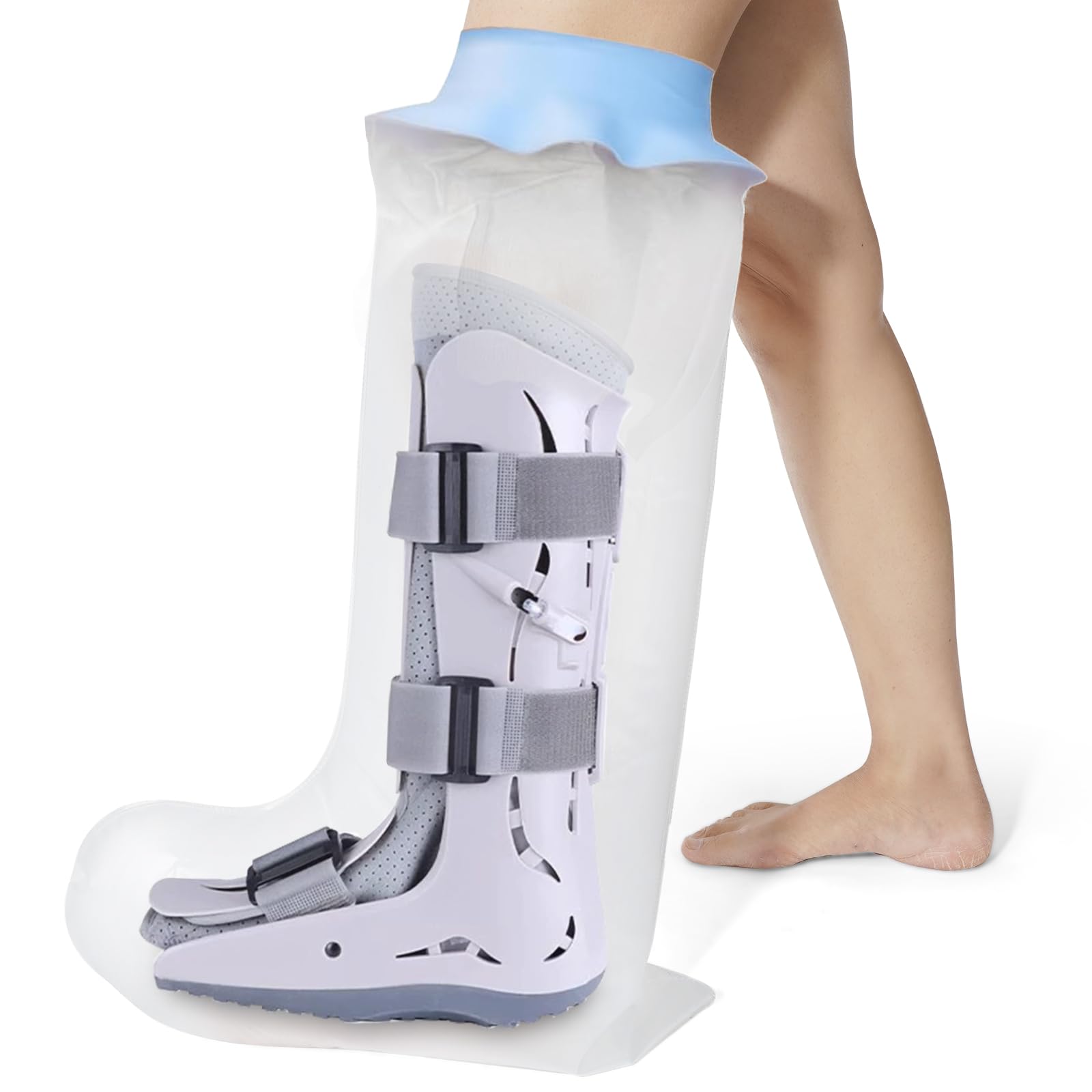 Divvsck Waterproof Leg Cast Cover for Shower Bath, Extra Wide Adult Leg Cast Shower Protector, Watertight Seal Cast Cover Leg for Knee Foot Ankle, No
