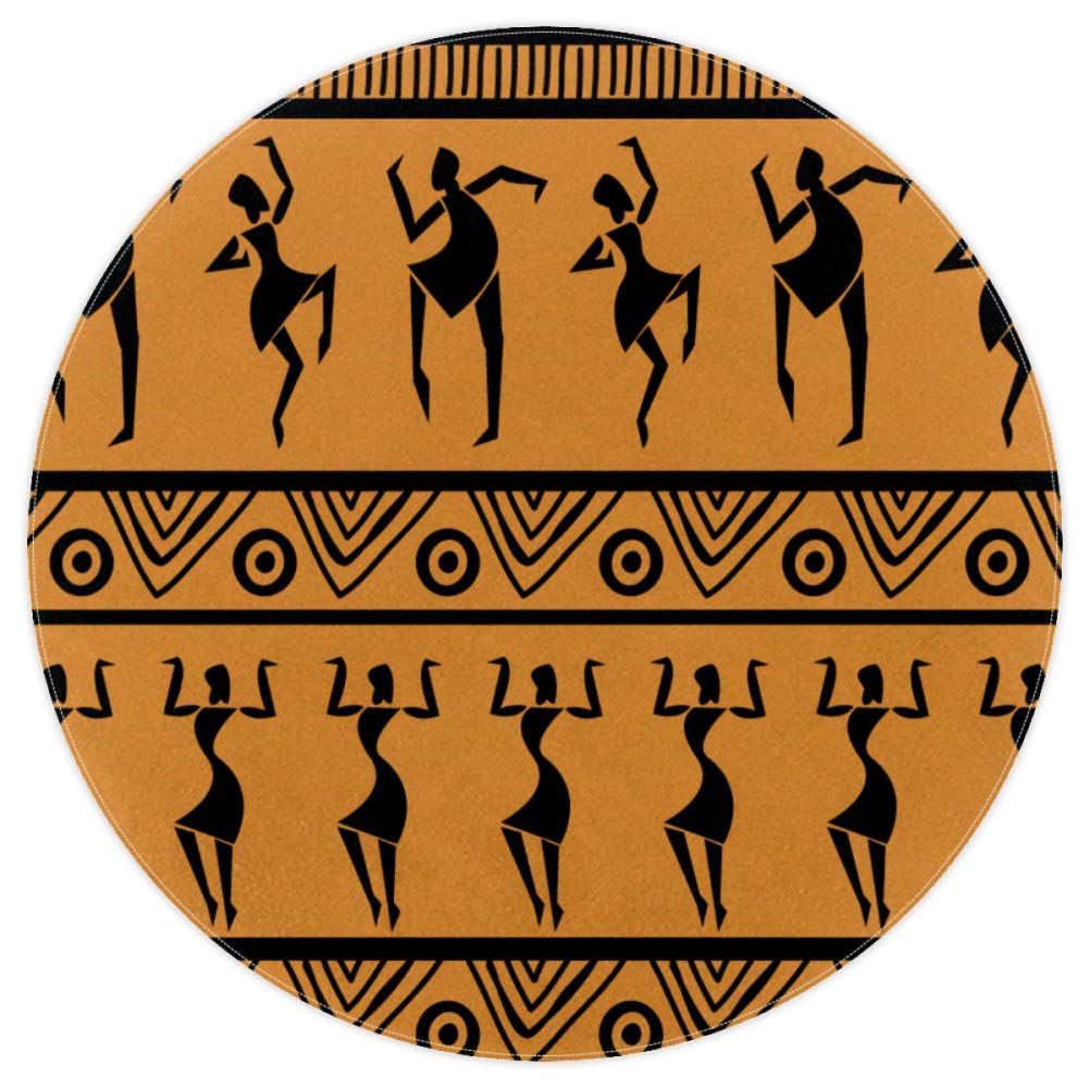 Tapis rond danseur rétro anti-glisse tissu polyester sécurisé pour chambre