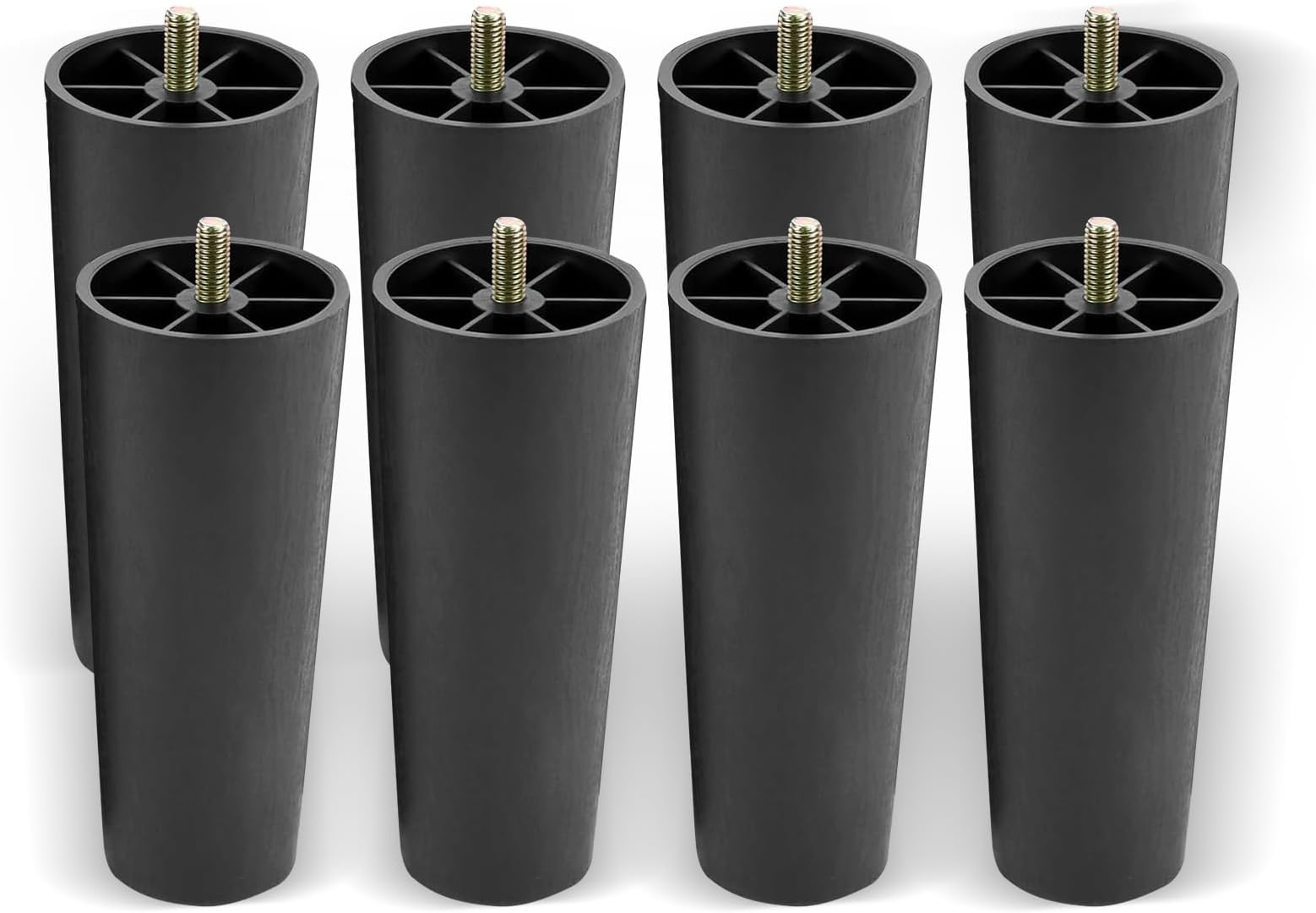 8 PCS Furniture Legs, Sofa Legs Set of 8 Plastic Black Sofa Feet Replacement Round for DIY Projects Couch Coffee Tables Dressers Beds
