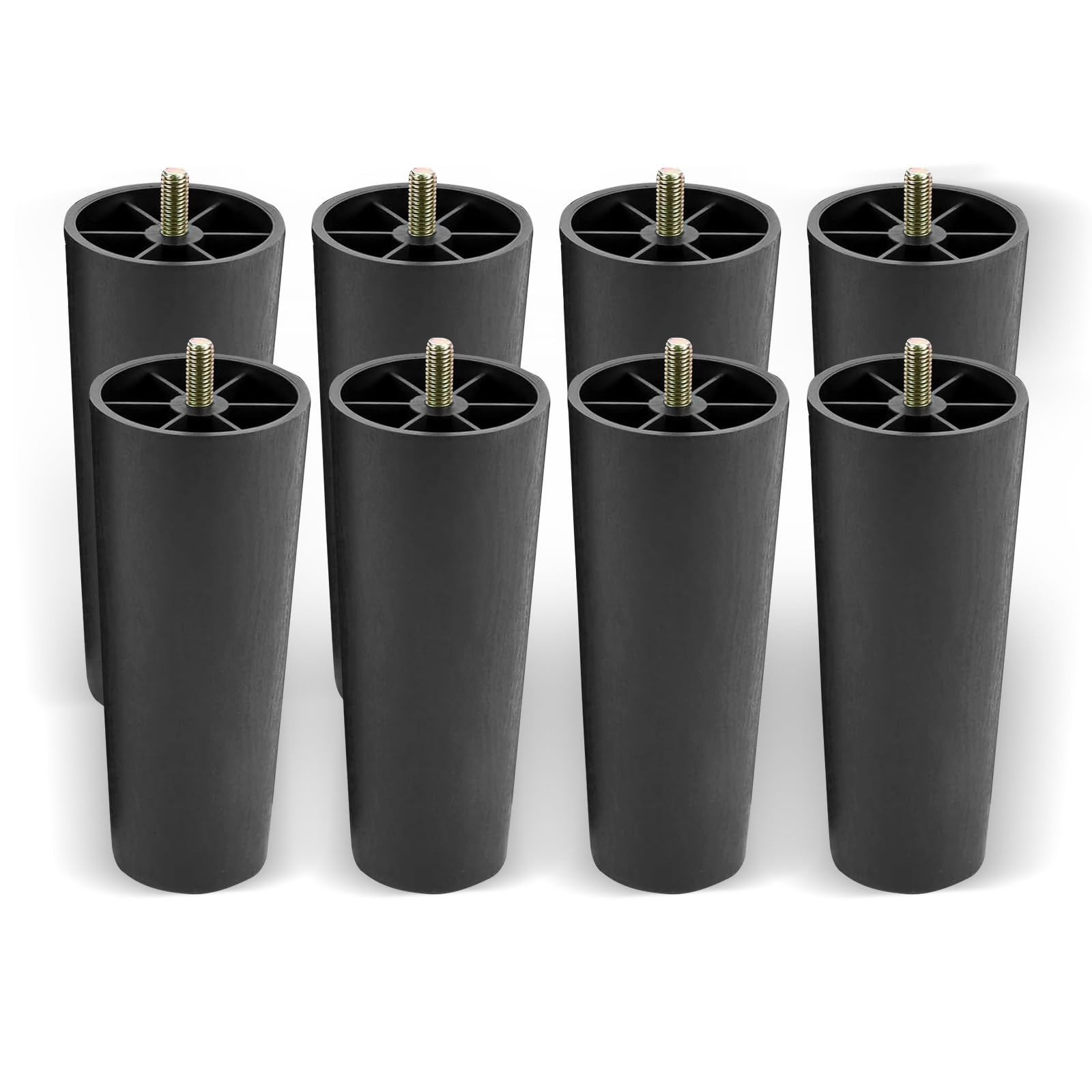NYOSLB 8 PCS Furniture Legs, Sofa Legs Set of 8 Plastic Black Sofa Feet Replacement Round for DIY Projects Couch Coffee Tables Dressers Beds